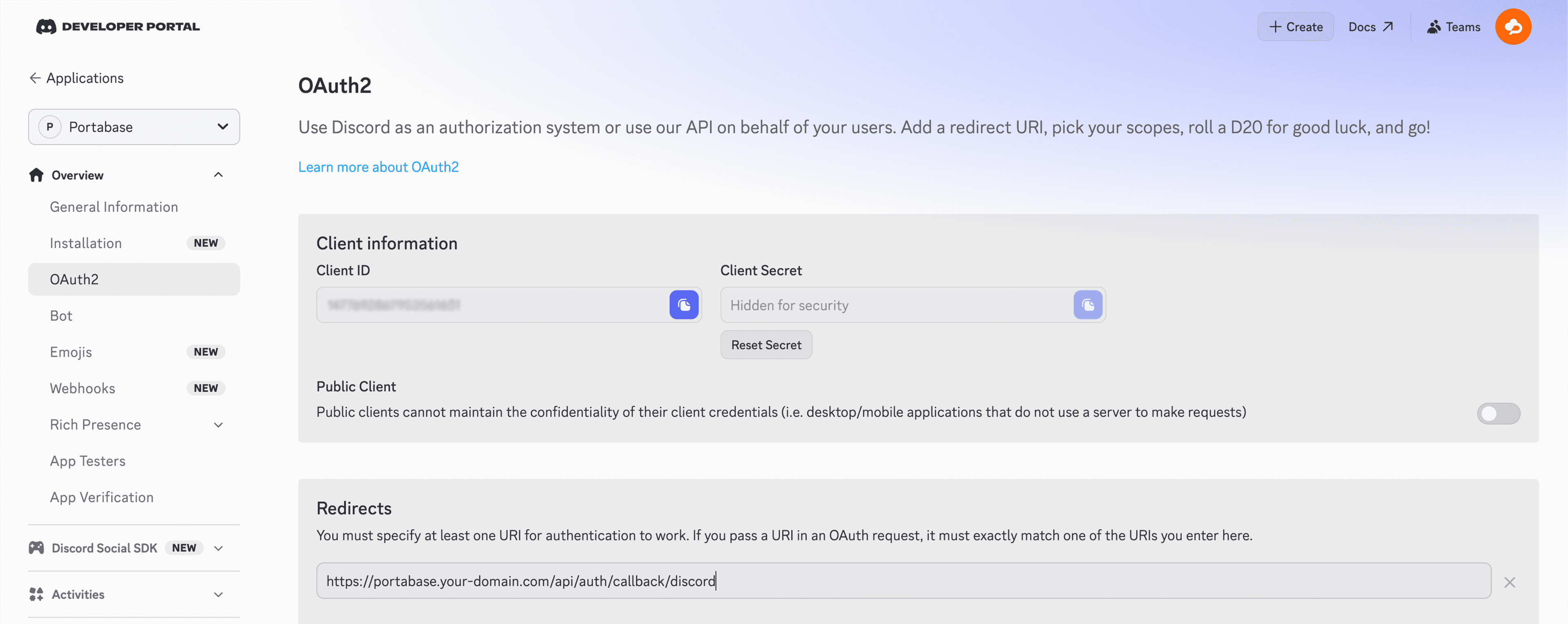 GitHub Developer Settings