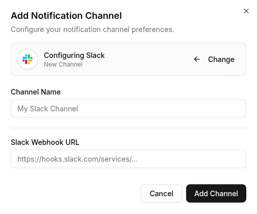 Slack channel configuration