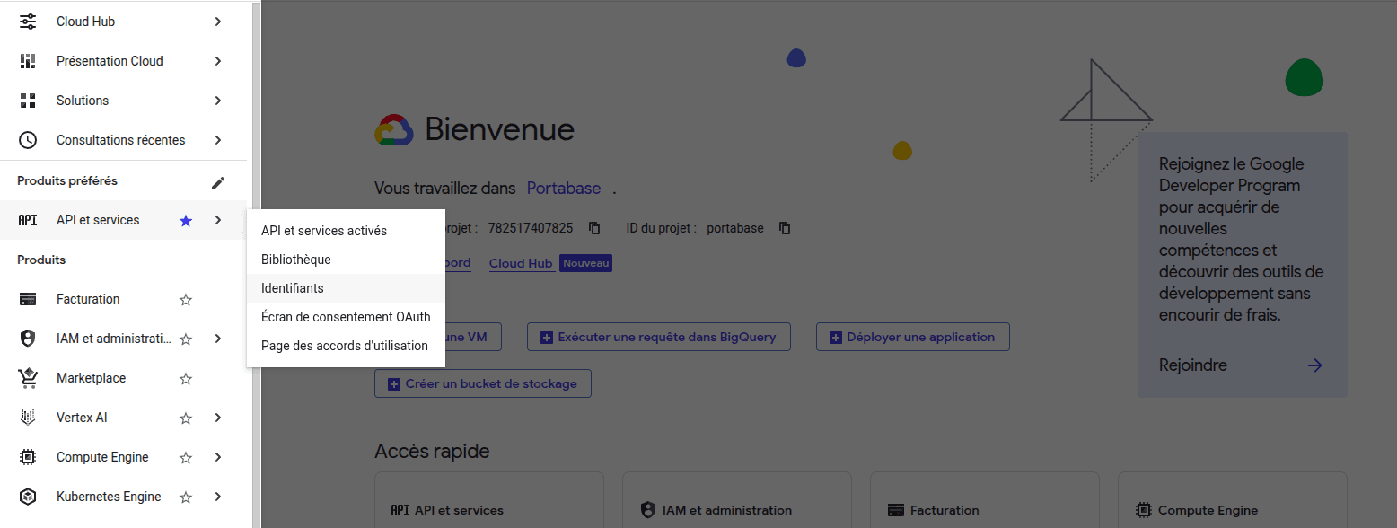 Google Cloud Console configuration