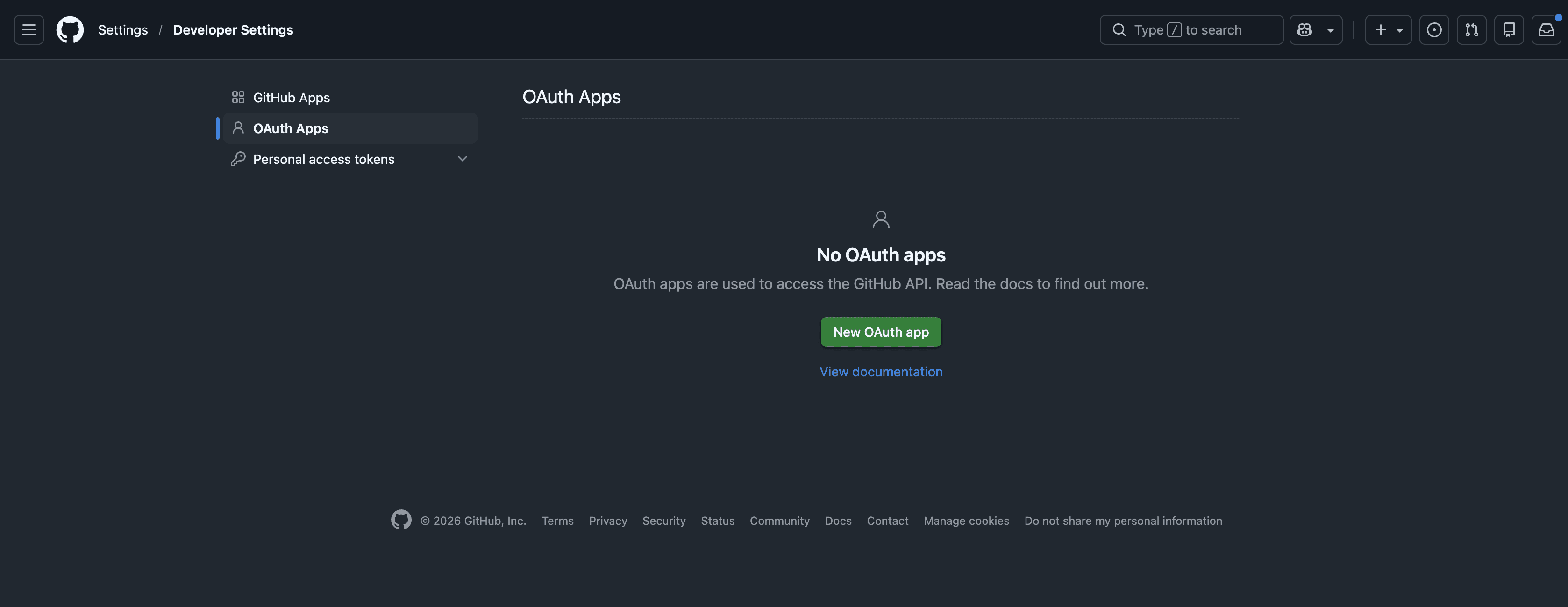 GitHub Developer Settings