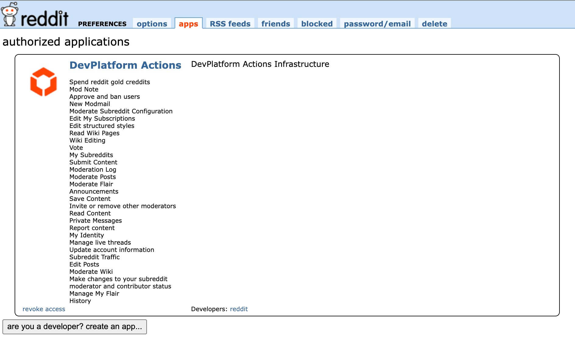 Reddit - Authorized applications